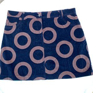 Boden Navy and Brown Circle Mini Skirt